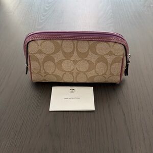 COACH Signature Pouch Cosmetic Pouch Small Item Case PVC